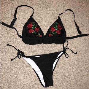 Two piece black rose bikini